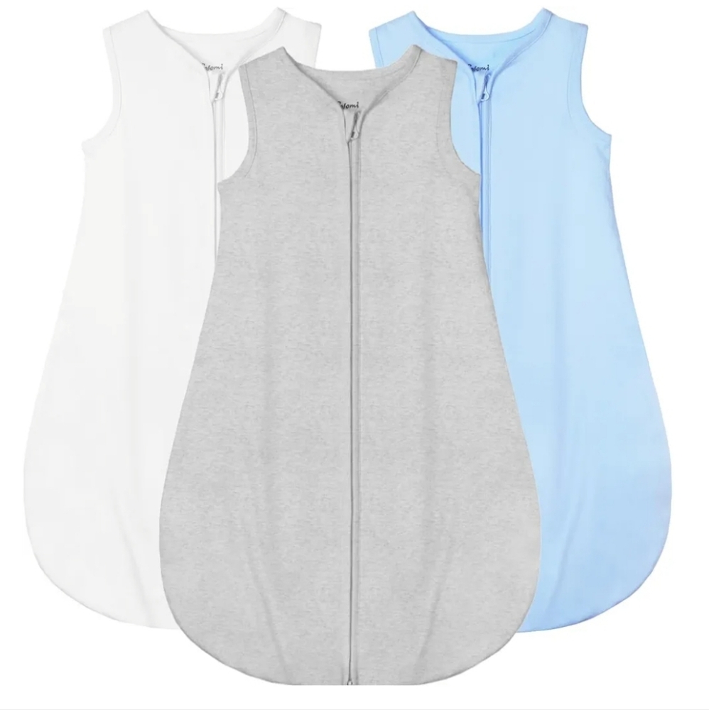 Cozy Kids Sleeveless Pajama Set - White, Gray, and Blue